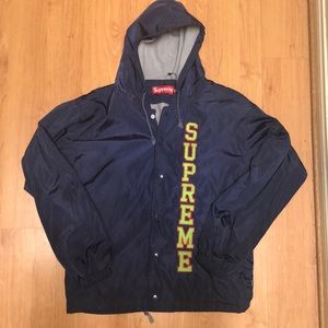 SUPREME Vertical Logo Hooded Track Jacket M Navy